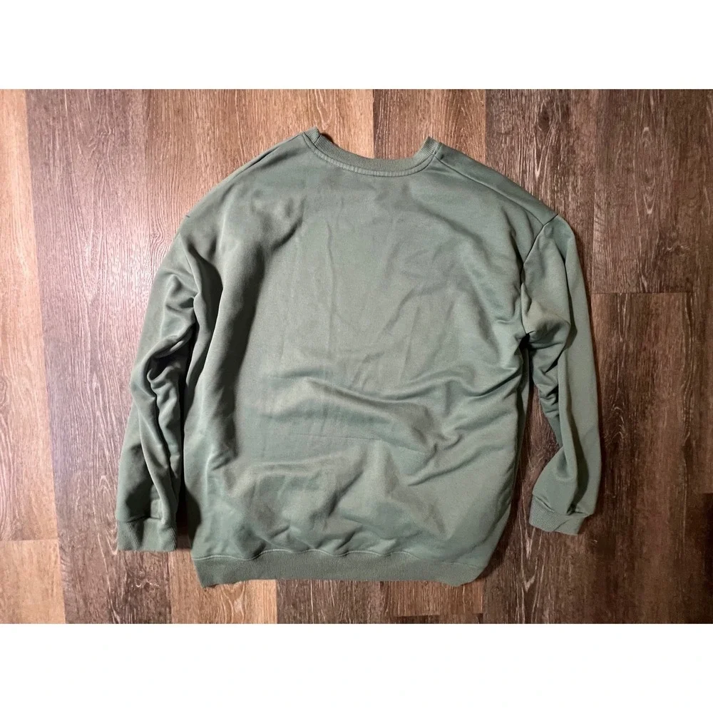 Sweatshirt Mens XXL Green Squirrel Graphic Crewneck Long Sleeve